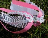 Ponytail Streamer: Pink and Gray Chevron