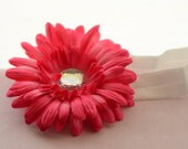 Vintage Shabby Chic PINK flower with elastic headband
