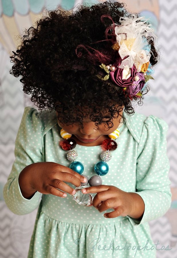 SWEET PEA Plum, Gloden Yellow and Aqua Rosette Headband by Cozette Couture M2M Matilda Jane Character Counts and Persnickety Fall 2012