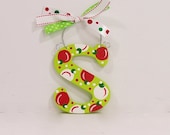 Christmas Ornament polka dot letter initial holiday personalized tree decoration