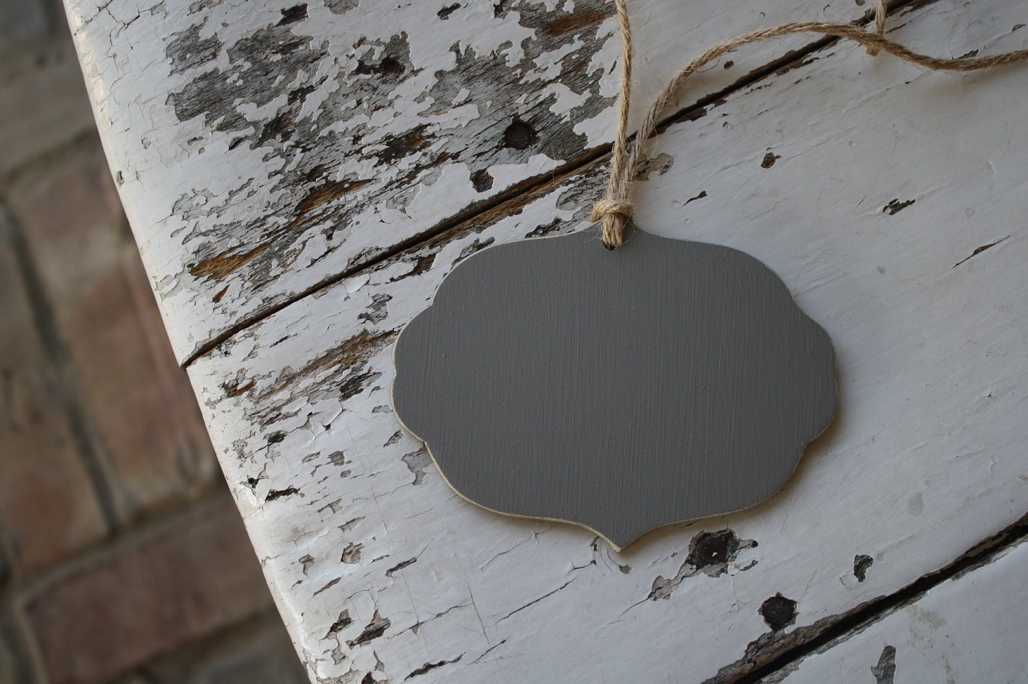 The Ornate Chalkboard Tag - Set of 2 in Distressed Fog