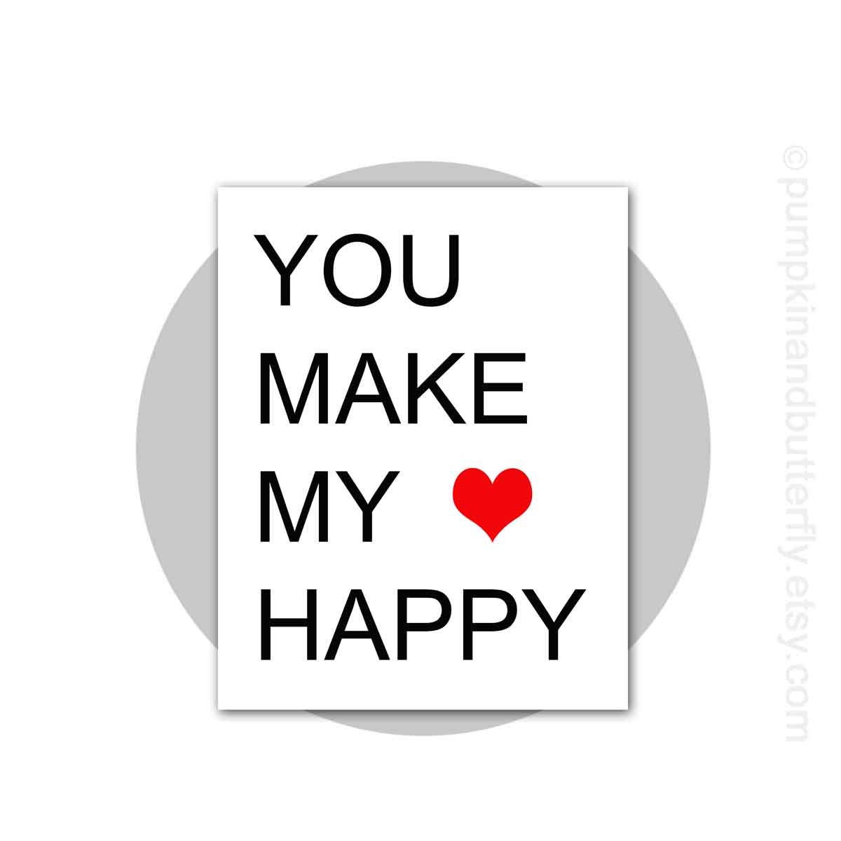 Love Print - Kids Wall Art, Children's Art Print Poster, 11x14 Print, Red, Black, White, Heart, You Make My Heart Happy