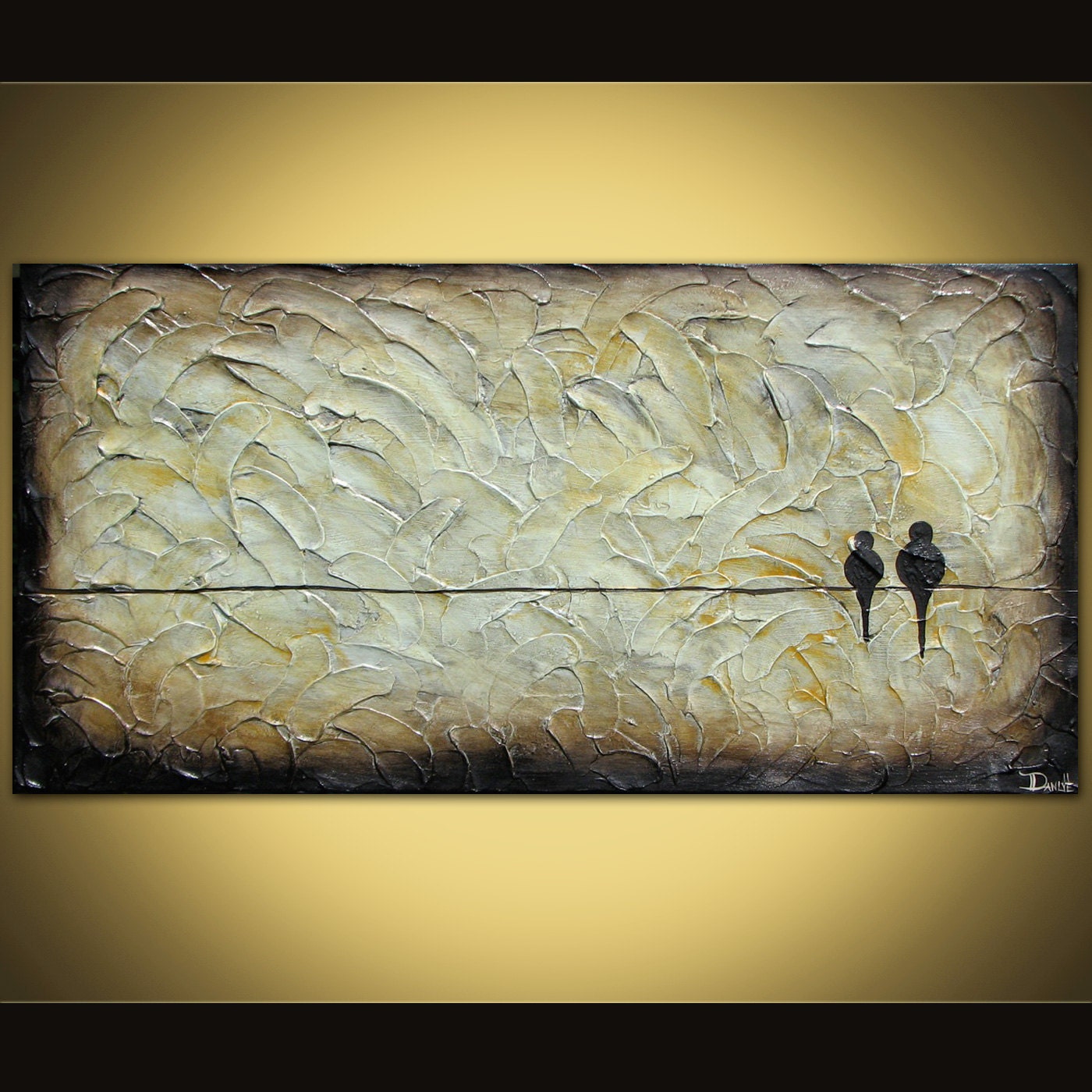 Commision your own Birds on a Wire LARGE original acrylic painting on canvas 48 x 24