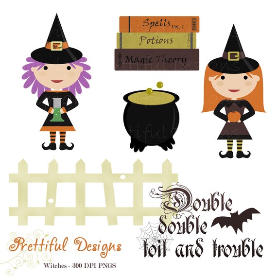 Halloween Witch Clip Art for Personal or Commercial Use - Spooks On (463) Il_570xn