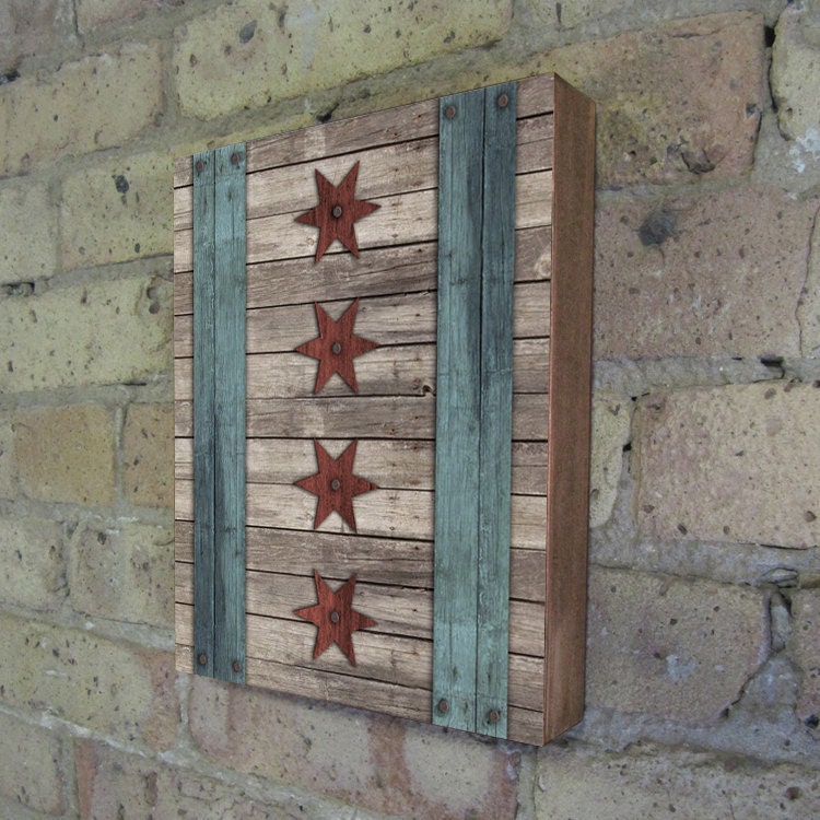Chicago Flag - Wood Block Art Print