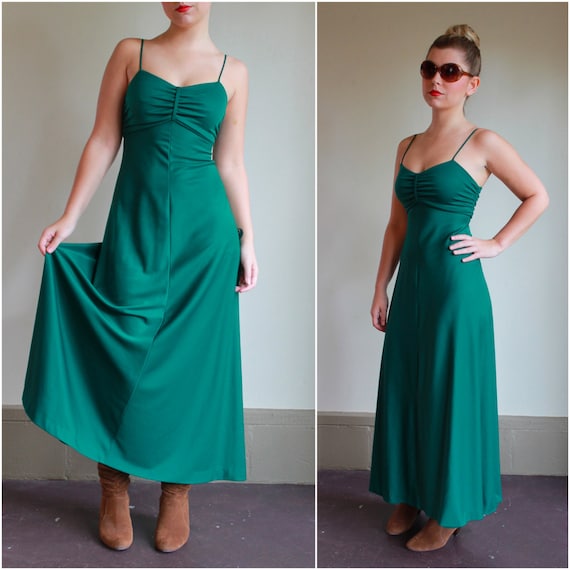 Emerald Green Long Gown from Baby Bird Vintage on Etsy