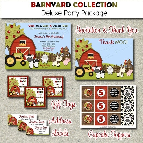 Barnyard Birthday Party Package - DIY - You Print - DELUXE PACKAGE Il_570xn