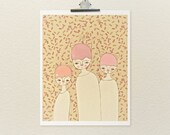 Sprinkles 8x10 / Quirky Animal Girl Illustration, Kids Art, Nursery Art, Girls Room Decor, Pink, Natural, Candy, Cute