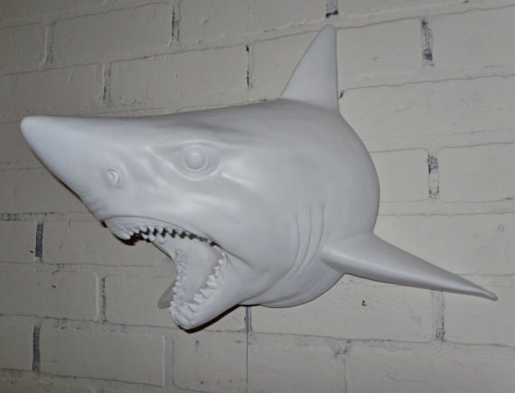 Shark Decor /Beach Decor /  Shark Head / Faux Taxidermy / Modern wall Decor White Shark Head