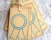 AWARD Tags - Blues Browns Vintage Inspired