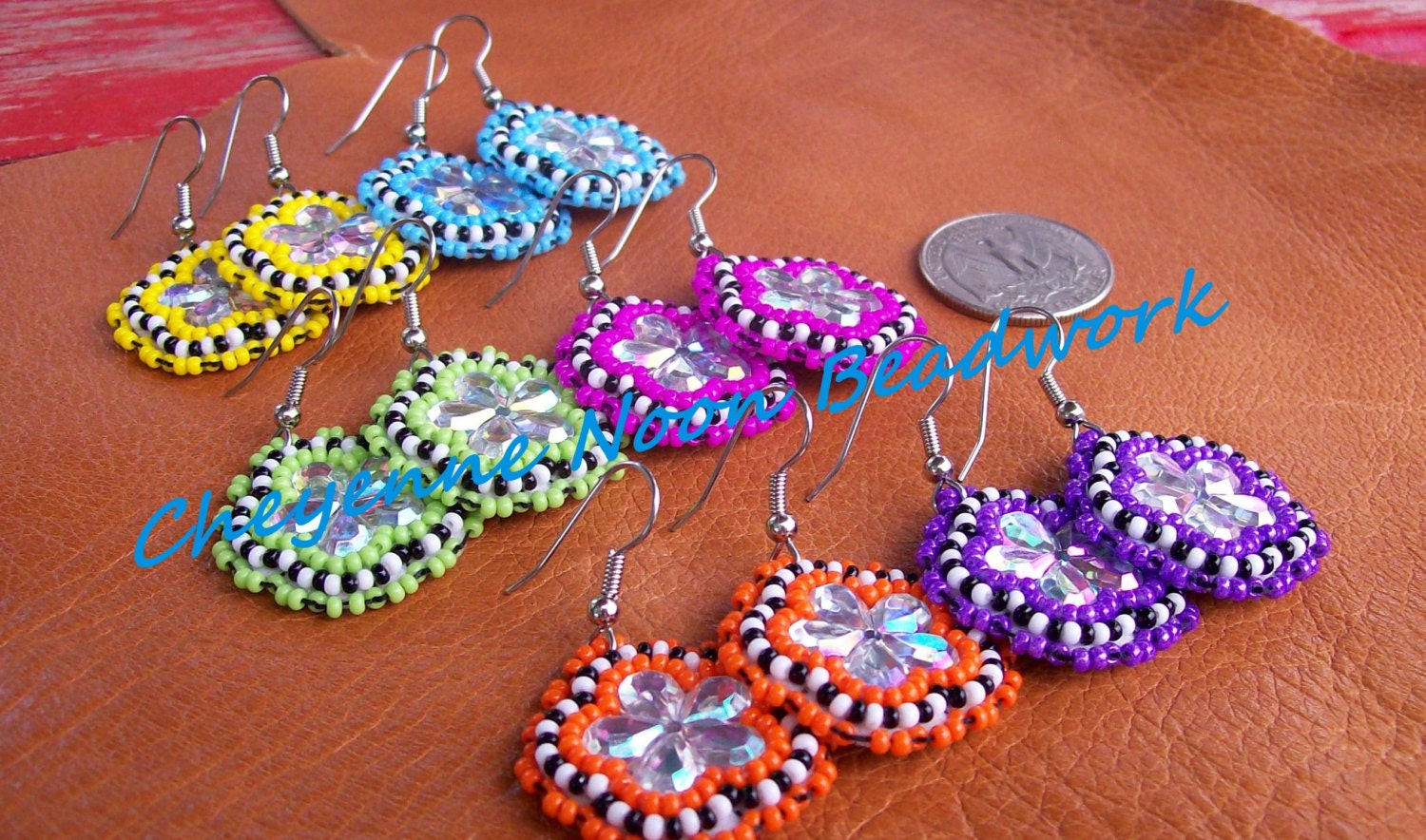 Native American Beaded Earrings - FLOWERS - Mix n match, 2 for 15
