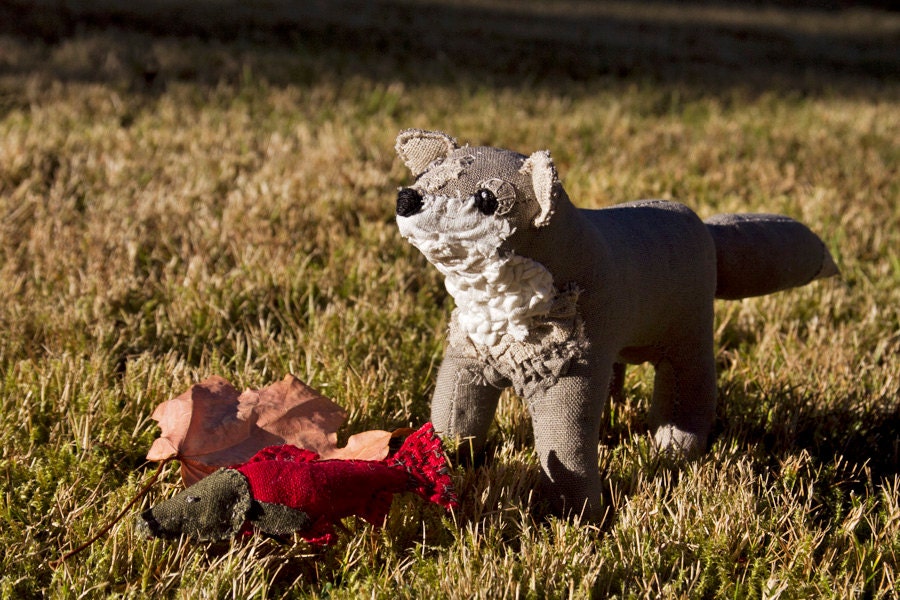 Salmon Wolf - Soft Sculpture