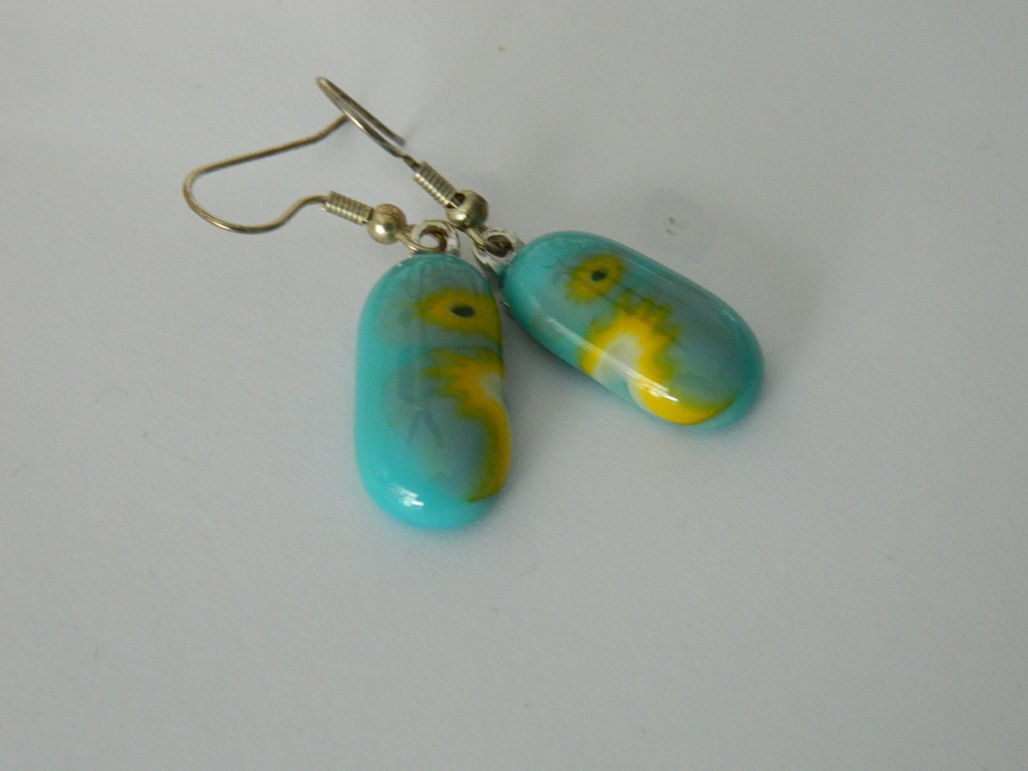 Boho Sunshine Fused Glass Dangle Earrings