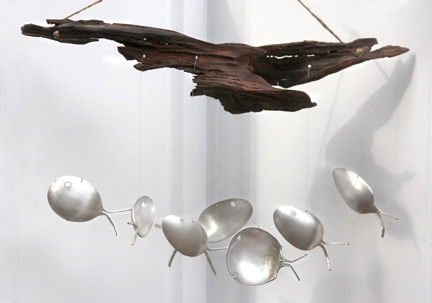 1800's Silver spoonfish & driftwood windchimes