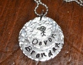 Hand-Stamped 3 Disk Sterling Silver Mom Necklace