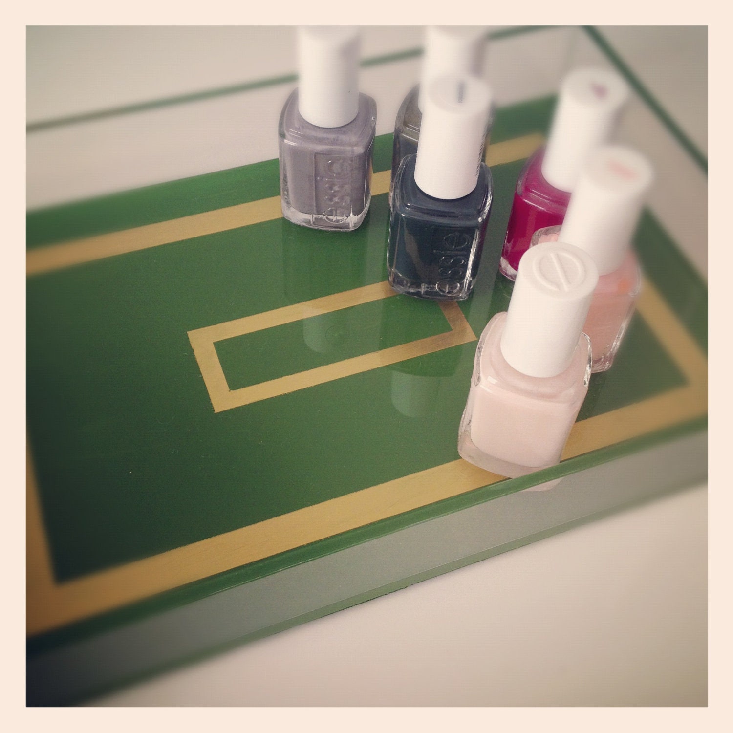 Choose Your Color Petite Lucite Tray - Gold Frame Border