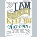 5x7 Christian Art - I Am With You and Will Keep You -  Giclee Print, Hand Typography, Bible Verse Art, Blue, Mustard