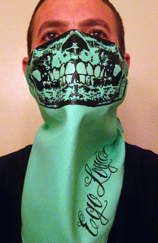 COLORED Skull Face Mask with Glow in the Dark Teeth BADNANA