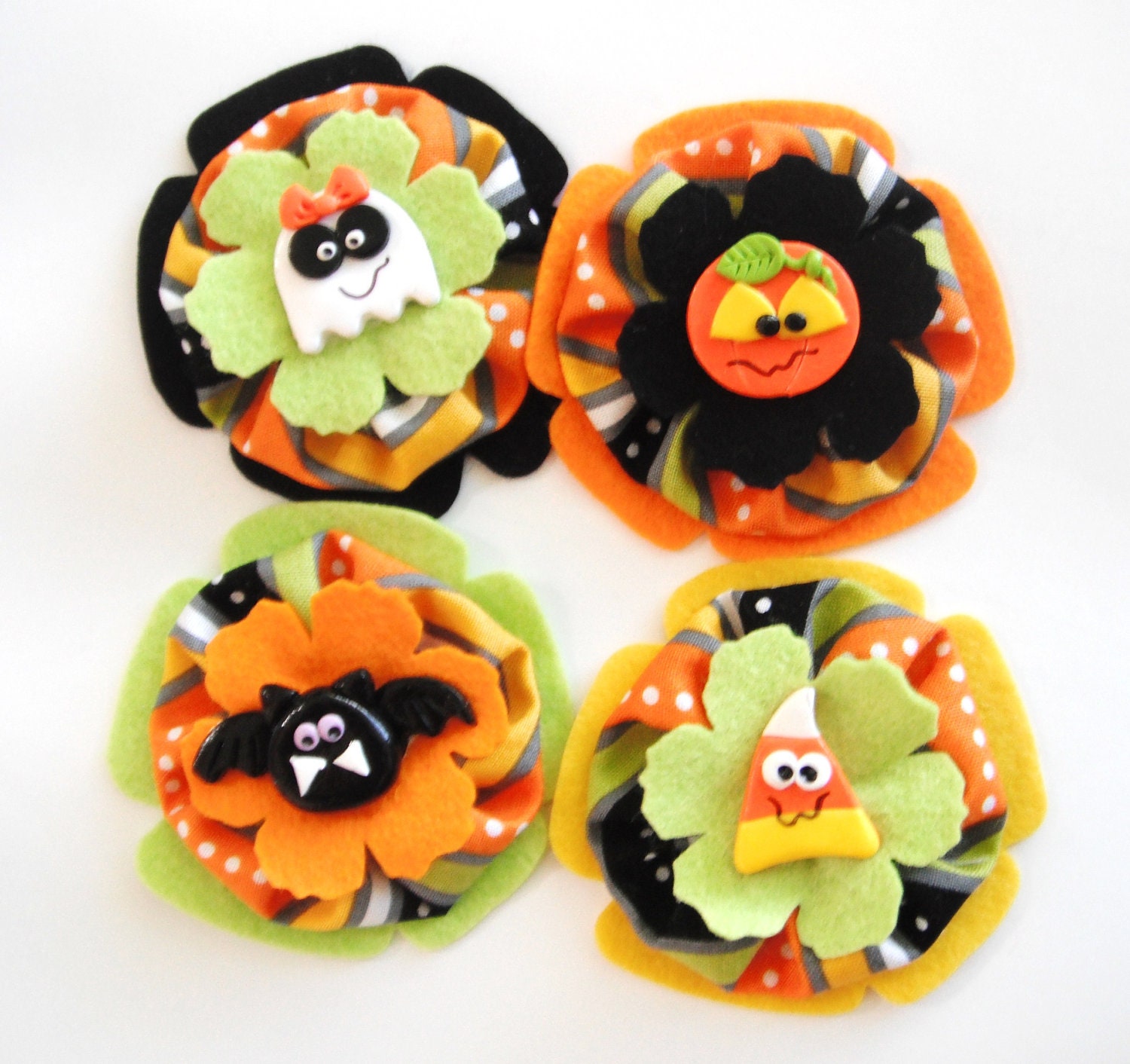 NEW Halloween Hair Clips wool felt cotton fabric polymer clay handmade non slip alligator clip ( 1 )