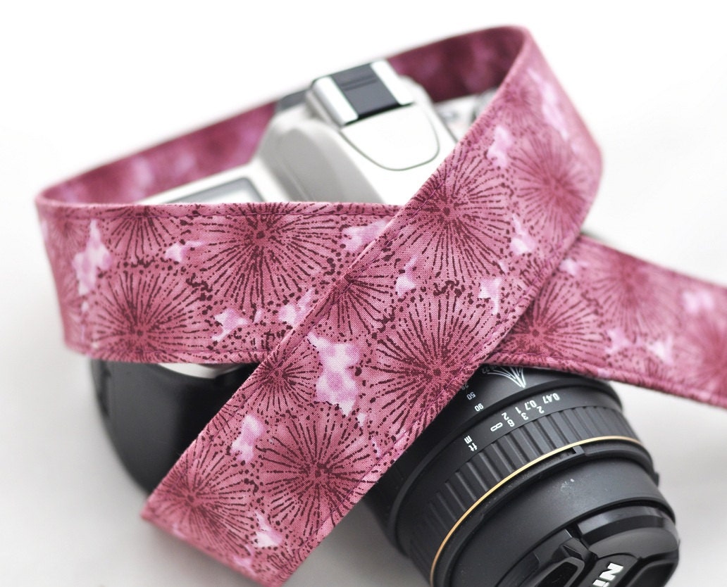 Canon Camera Strap dSLR / SLR Pretty Plum Purple Dandelion Floral - Spring Accessories Spring Fashion