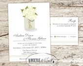 Hydrangea Shabby Chic Printable Wedding Invitation Set