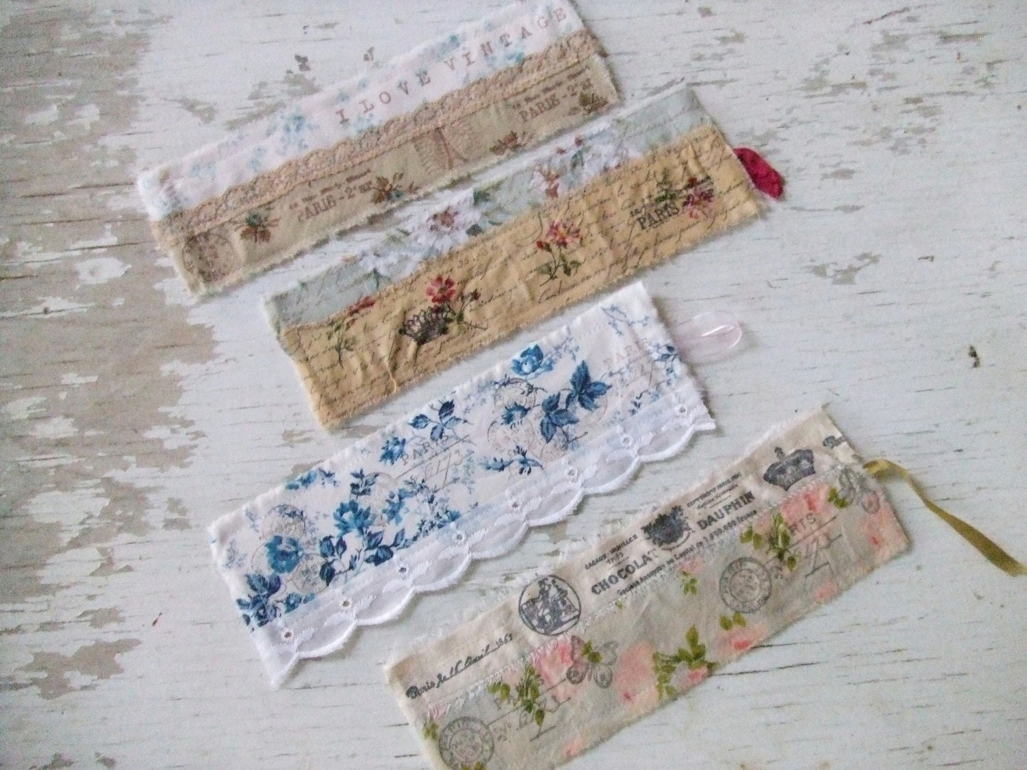 Shabby chic Bookmarks - Vintage bookmarks - fabric bookmarks - French bookmarks