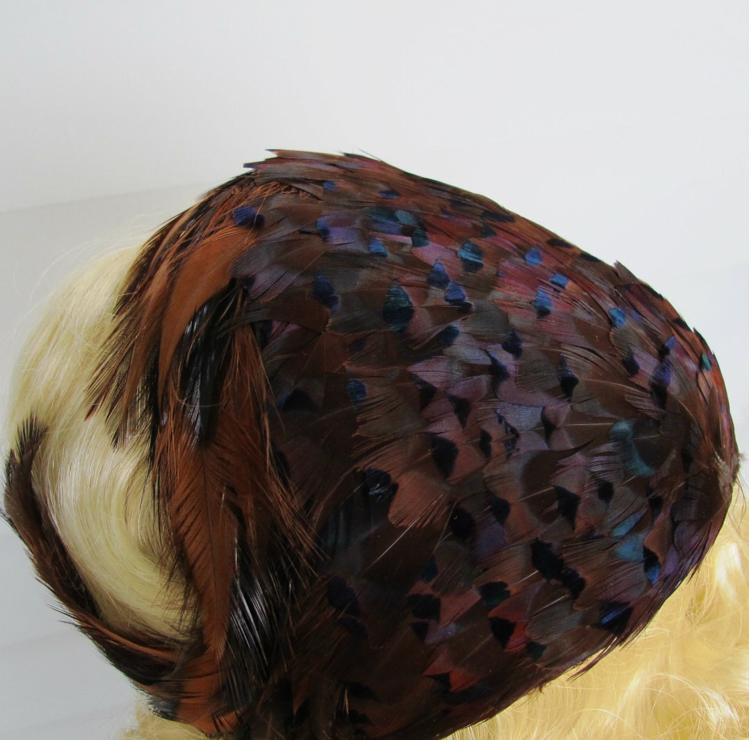 Vintage Feather Hat ... Vibrant Autumn Colors