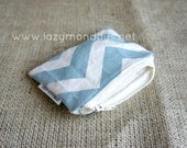 Chevron Mini Zip Pouch Light Blue