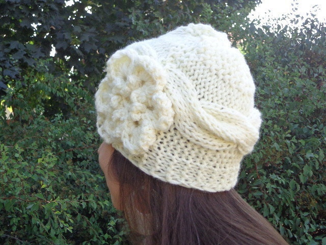Womens Hats, Hand Knit Hat Women, Knit Winter Hat Woman, Knit Hat Woman Knit Beanie, Adult Hats Women Knit Hat With Flower