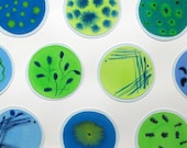 In the Lab - original watercolor collage - petri dishes