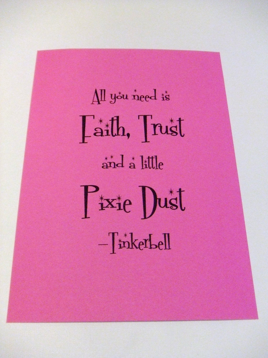 A Little Pixie Dust - Fuschia Pink Tinkerbell Quote Art Print