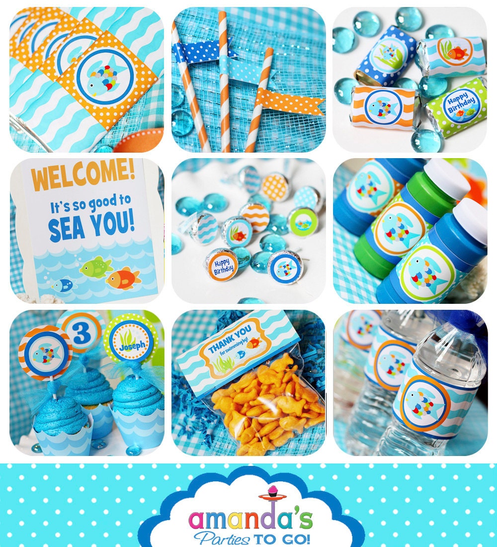 Fish Party Invitation - Rainbow Fish, Ocean, Sea Life by Amanda's Parties TO GO