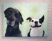 Dog Painting Pirate Themed Original Art on Large 30x40 Canvas