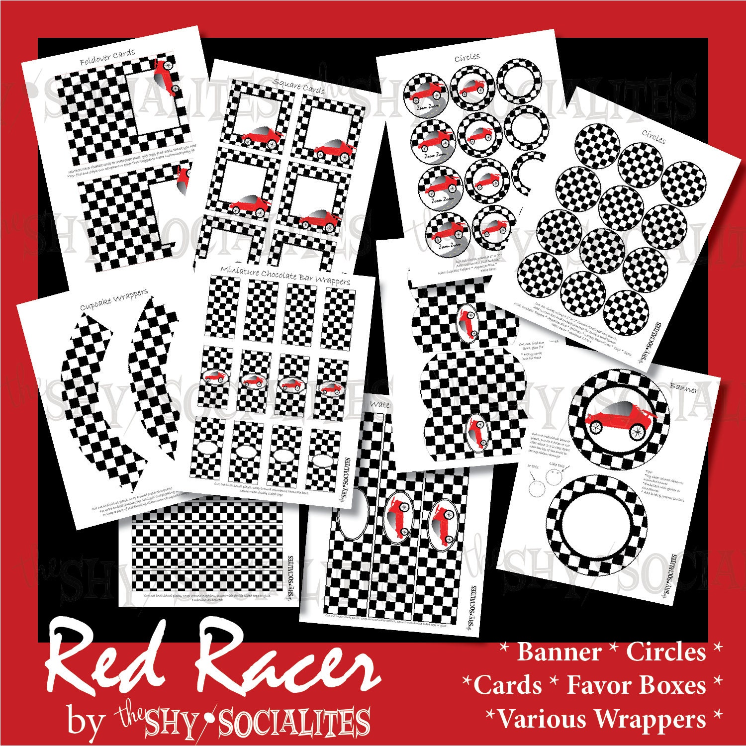 Red Racer Racecar Printable Party Kit