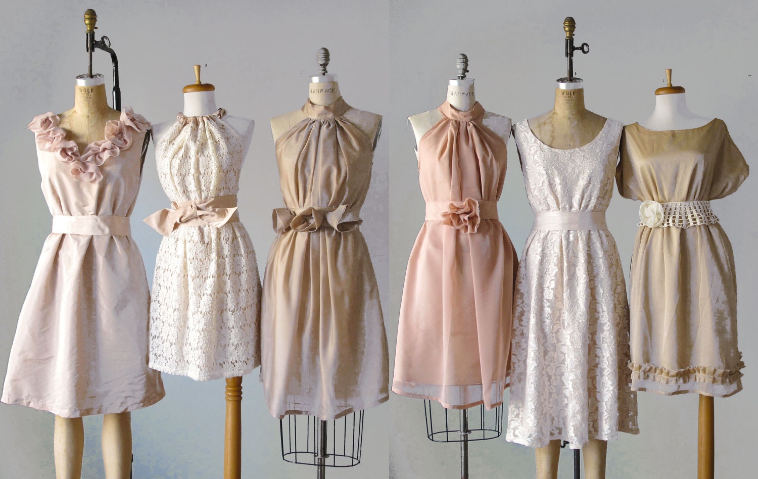 mismatched bridesmaid dresses / Dress / Bridesmaid / Romantic /  tan /lace /blush  / Fairy / Dreamy / Bridesmaid / Party / wedding / Bride
