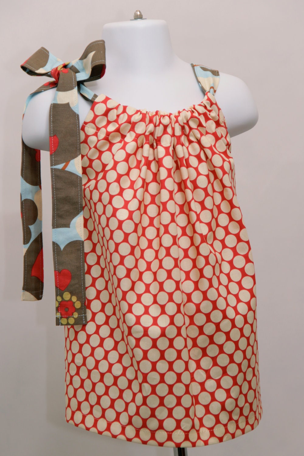 Amy Butler -One Shoulder Fabric Tie Pillowcase Top or Dress  size 2T 3T 4T 5