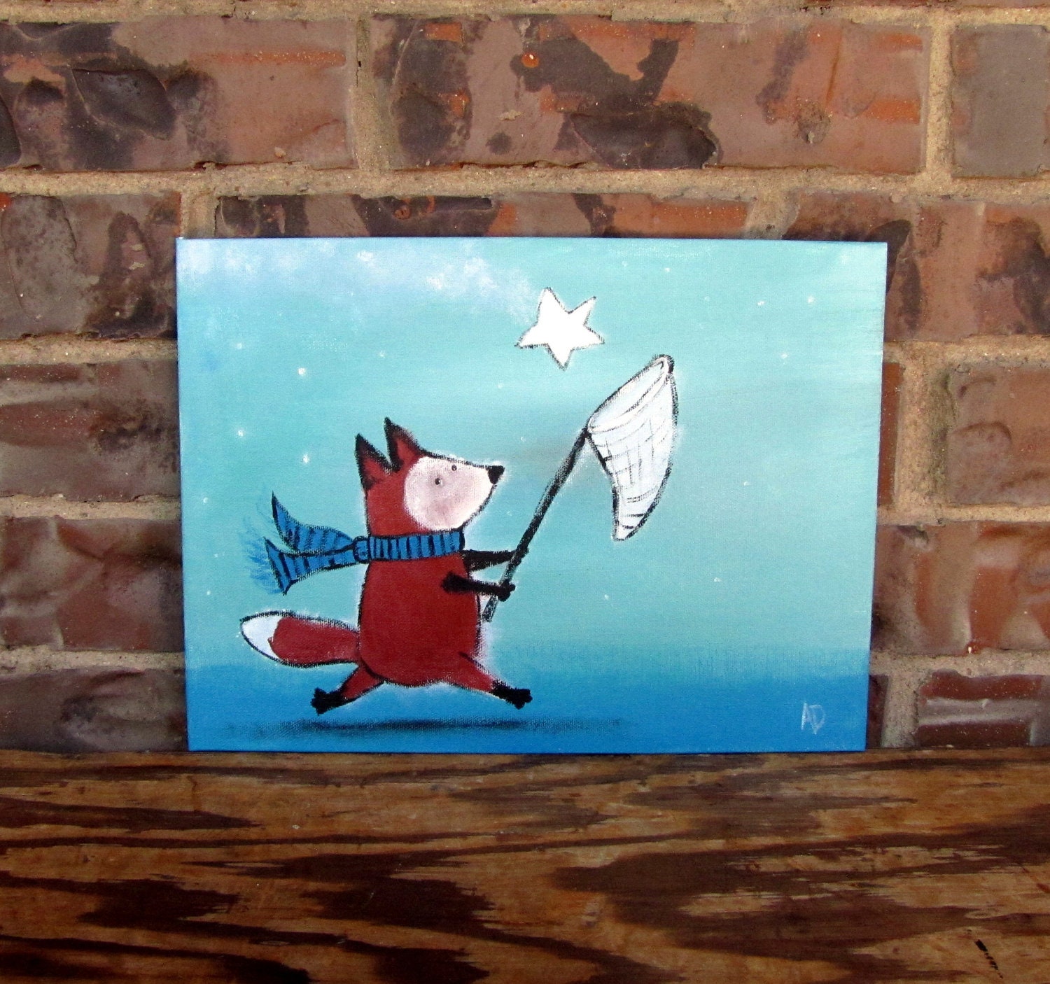 Star Fox, Whimsical Children Decor Painting, Nursery Art