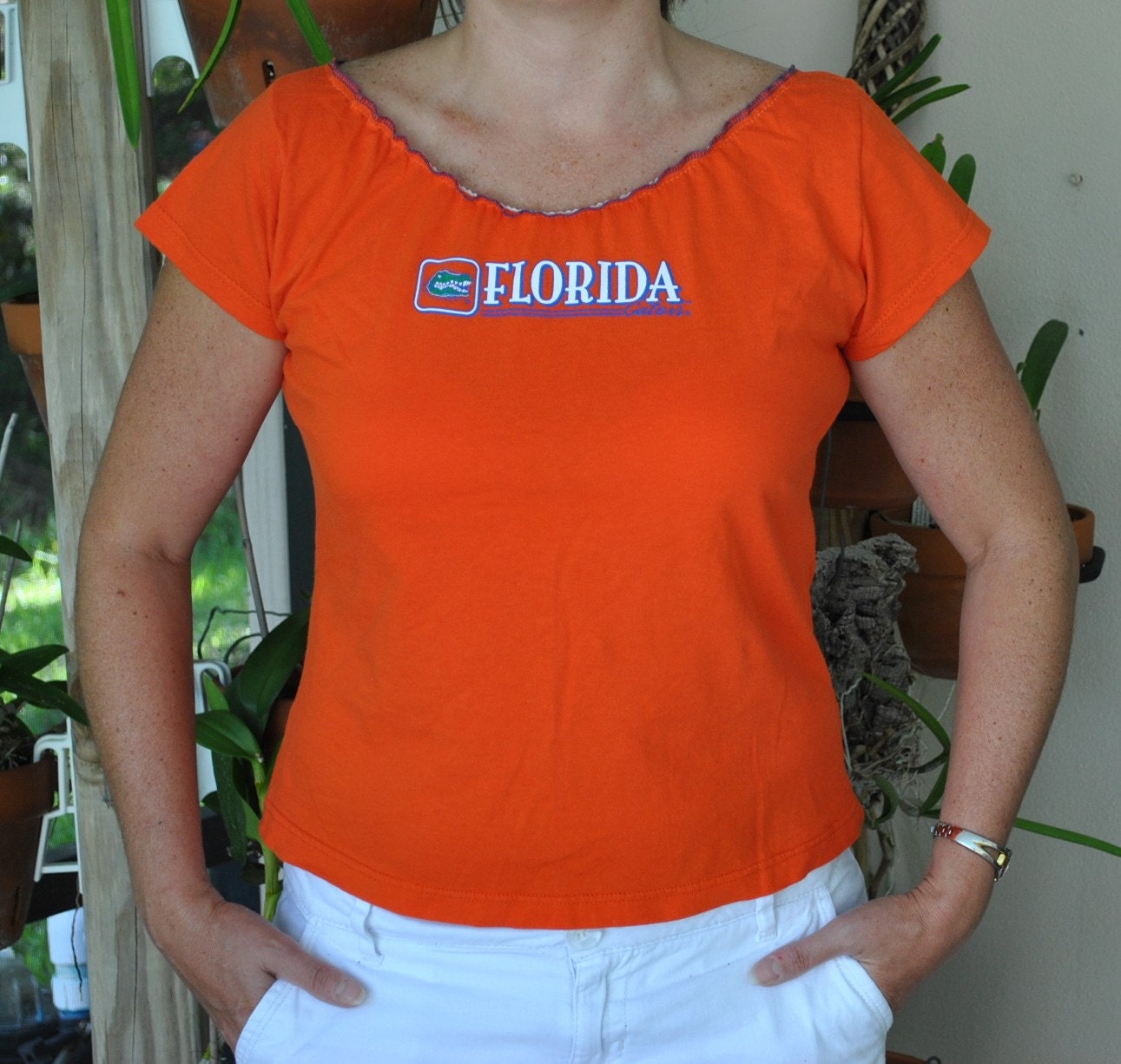 University of FLORIDA GATORS CLASSIC orange & Blue off shoulder shirt