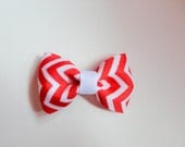 Red and White Chevron Stripes Bow Tie Hair Bow