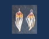 Gold Rooster Hackle Earrings With Ringneck pheasant