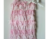 Pink and Ivory Petti Lace Romper,Baby girl Petti Romper, Petti Romper, Lace Romper, Romper, Bubble Romper,Photo prop.