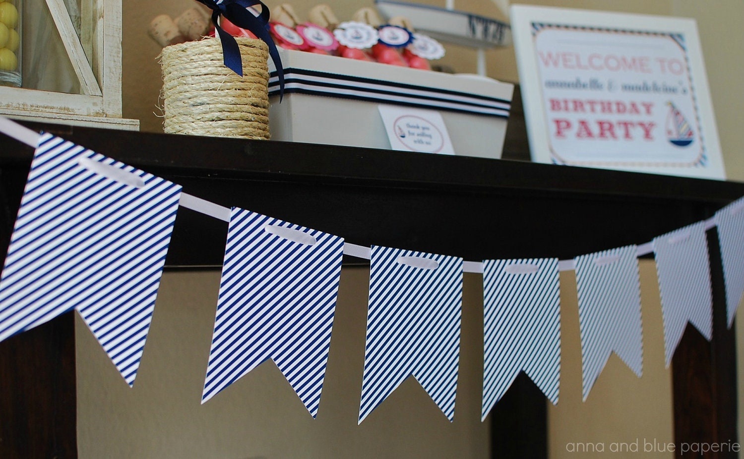 Nautical Banner - PRINTABLE Let's Set Sail DIY Banner - by anna and blue paperie Il_170x135