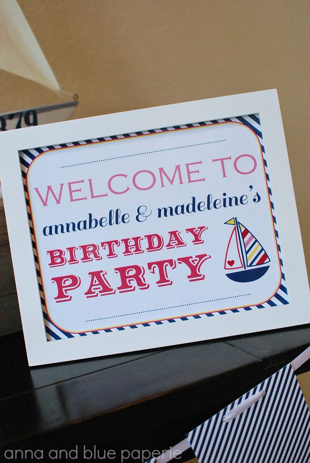 Nautical Birthday Party Sign - Custom PRINTABLE Let's Set Sail DIY Welcome Sign - by anna and blue paperie Il_570xn