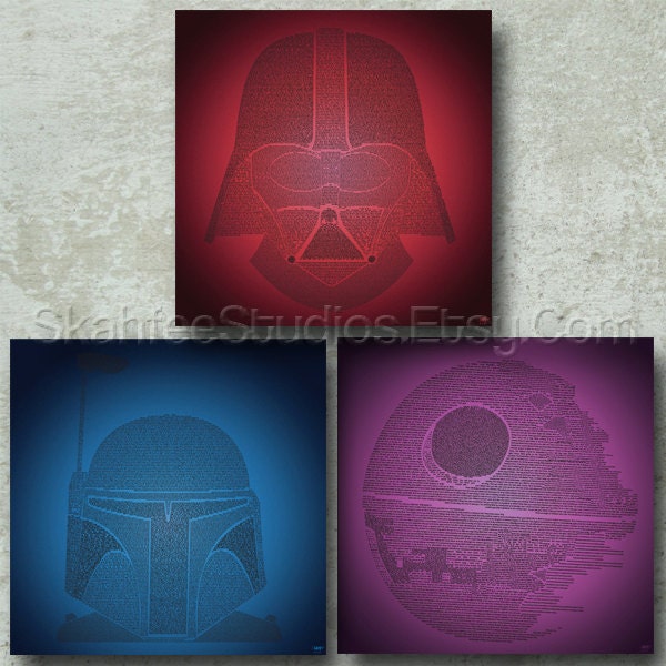Star Wars Trilogy Typography Art Prints - Prints Only