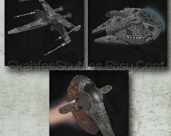 Star Wars Ships Typography Art Prints - Prints Only