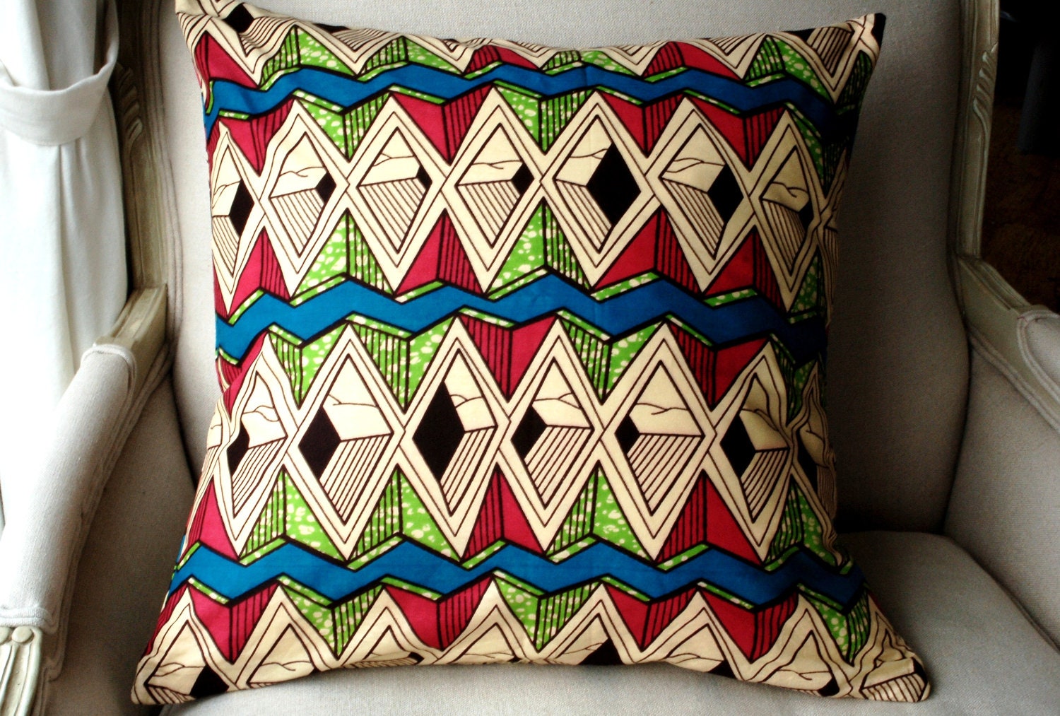 Pillow Cushion Neon Geometric Pink Green Accent cover - 20 x 20 inches (50cm)