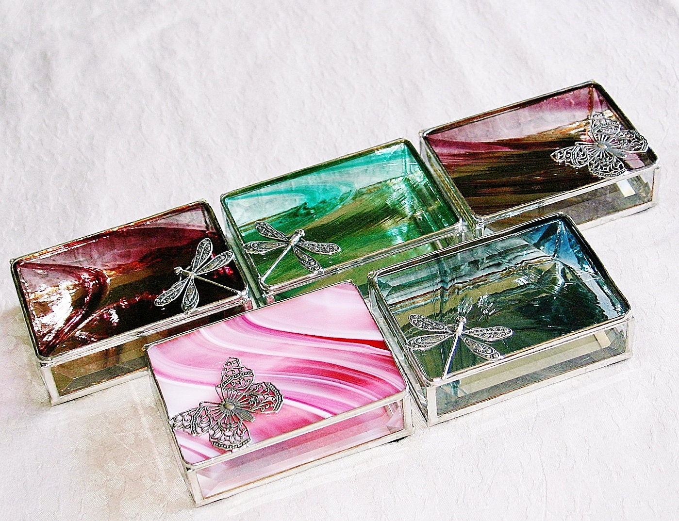 Bridal Attendant Gifts Stained Glass Jewelry Boxes - Custom Made To Order Bridesmaid Gifts