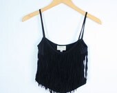 Vintage Black FRINGE Tank Top