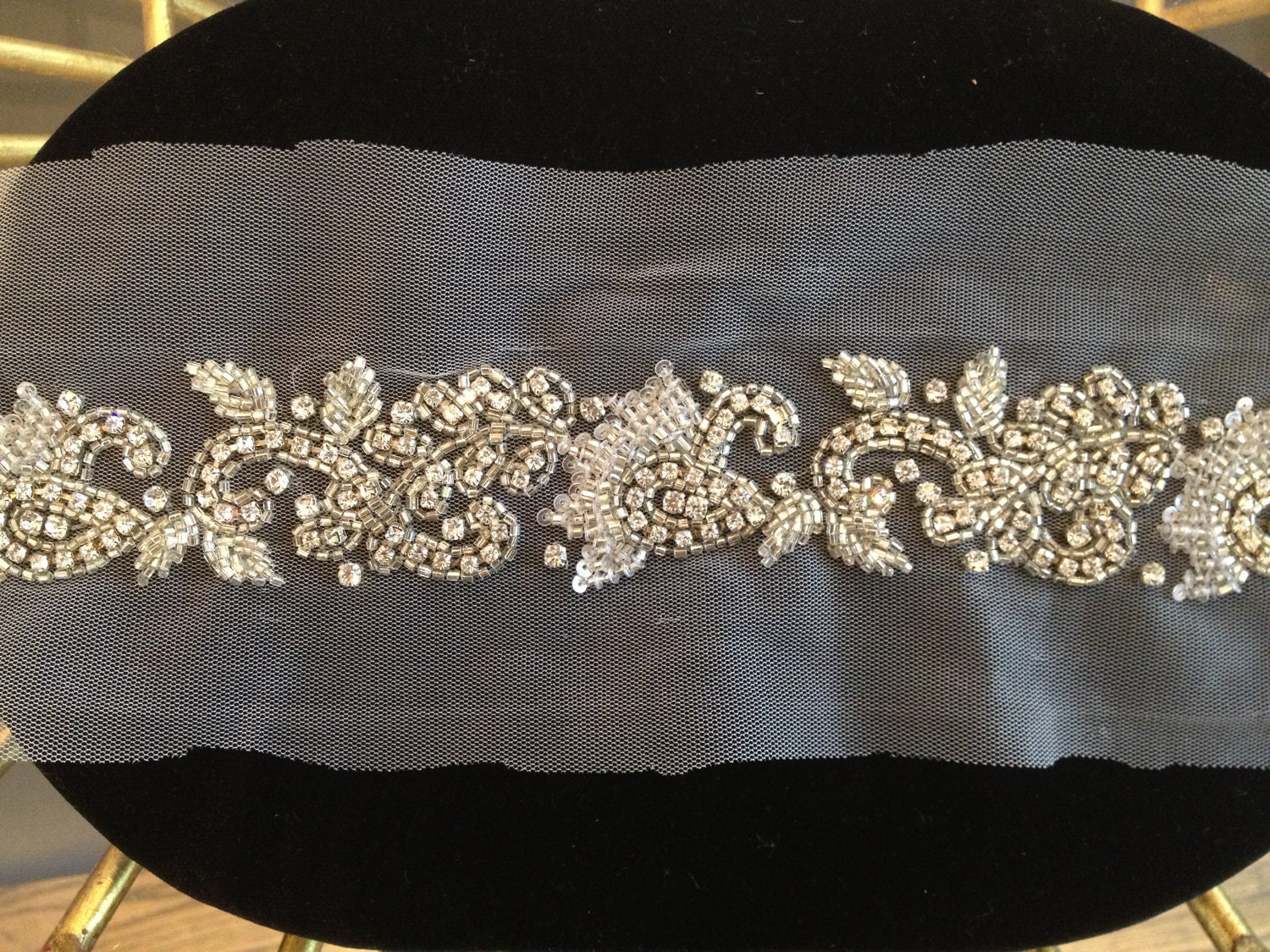 1 YARD of  Luxury Crystal Beaded Bridal Trim