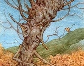 The Last Leaf Autumn Ent Tree Greeting Card
